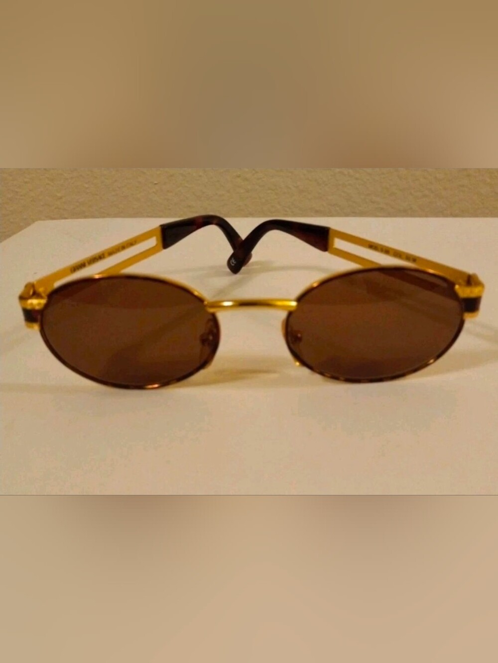 Versace Gold Frame Oval Sunglasses MOD S68 COL 55M Vintage with Original Case